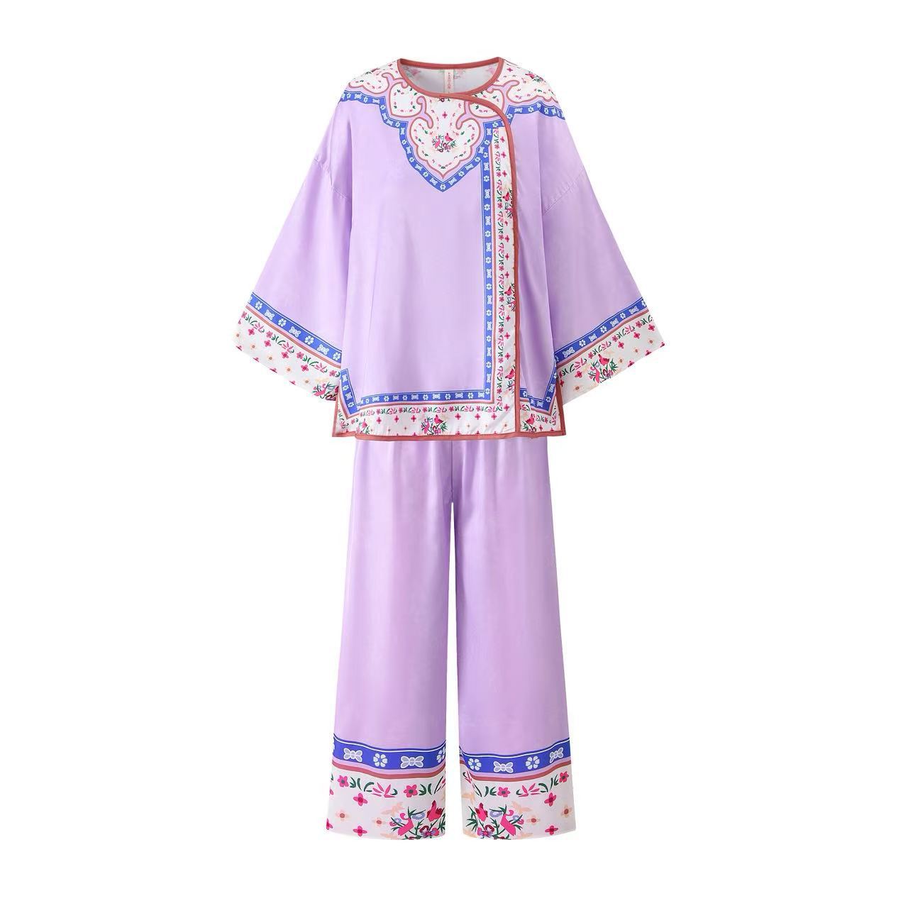 Imperial Court Style Pajama Set – Mandarin Button Detail, Plus Size XL-3XL