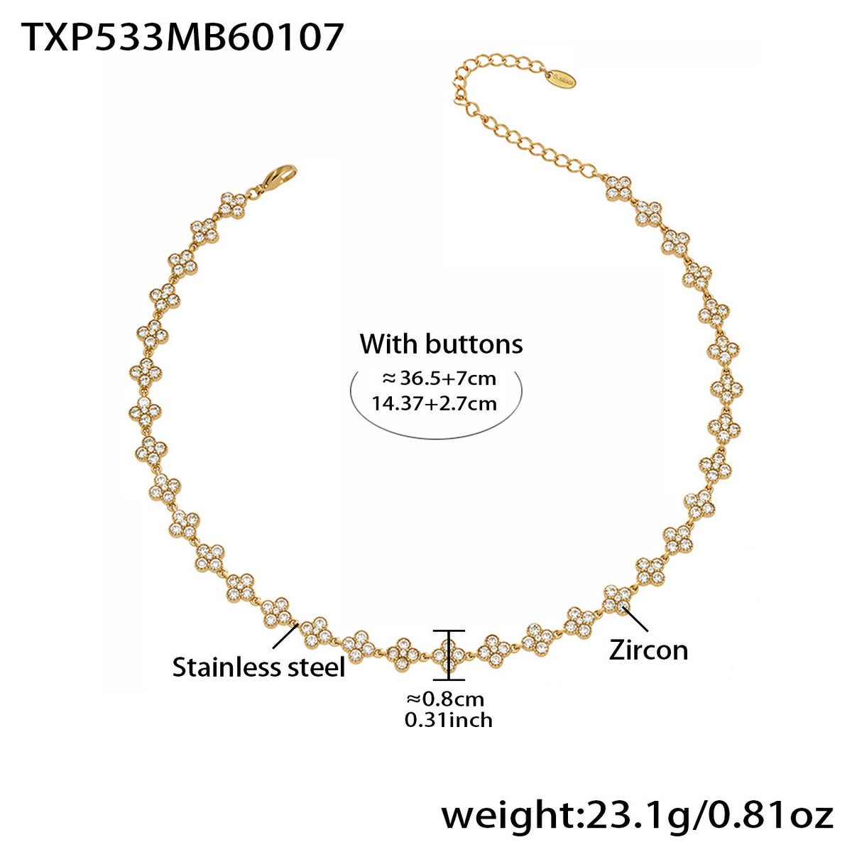 Temperament color zircon petals four-leaf flower necklace bracelet earrings niche women's super flash set jewelry
