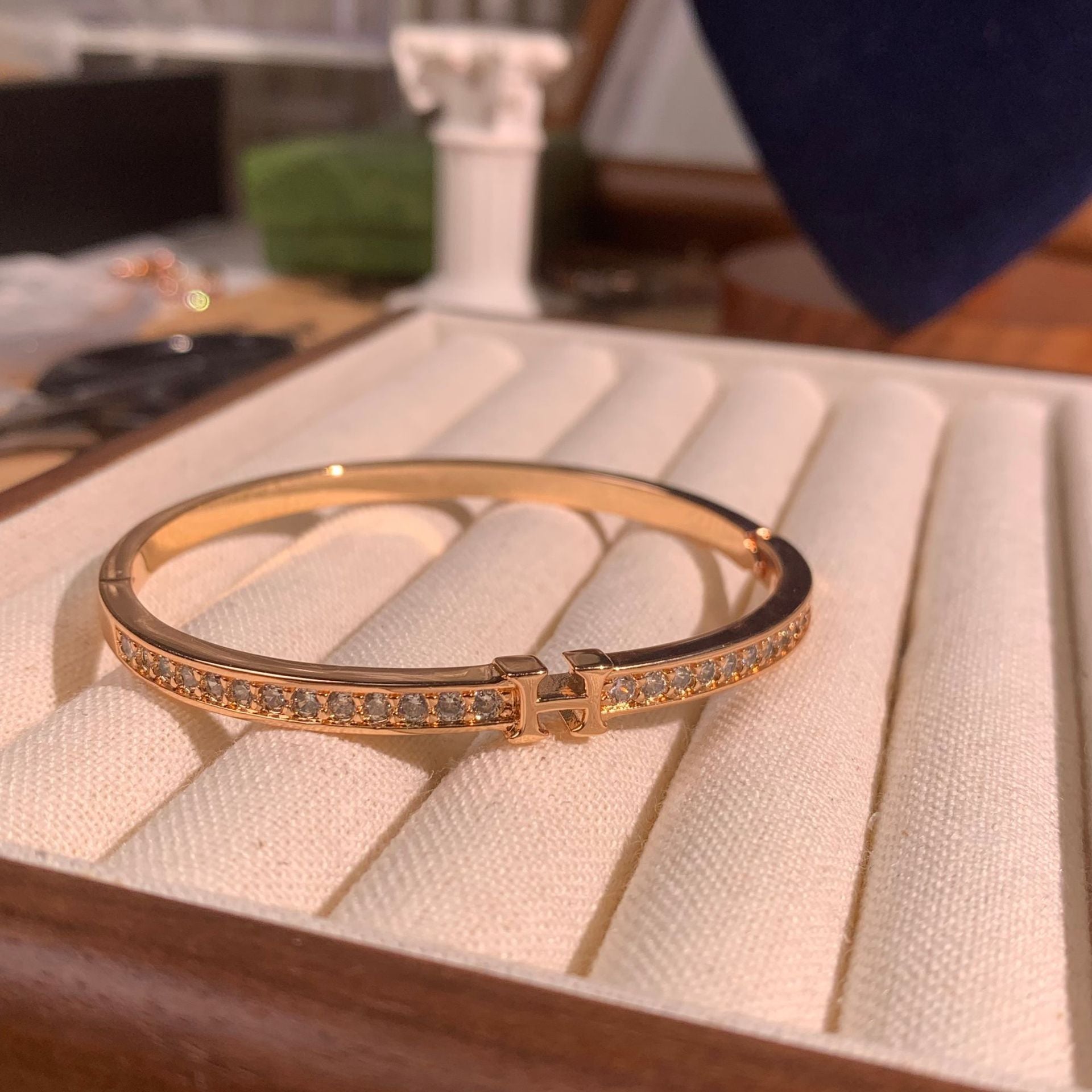 Luxury Brushed Pavé Bracelets – 58 Styles, Champagne Gold