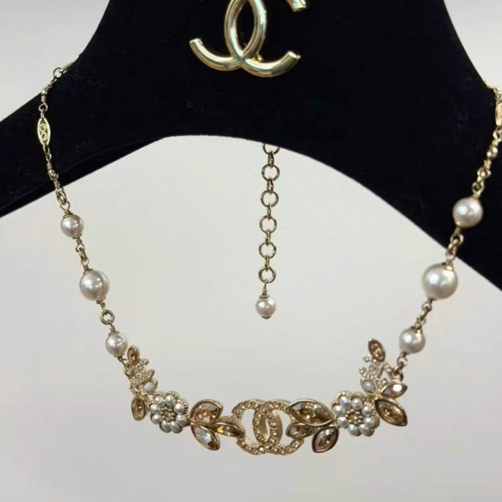 Bunny & Pearl Double‑C Jewelry – Necklace, Earrings, Bracelet