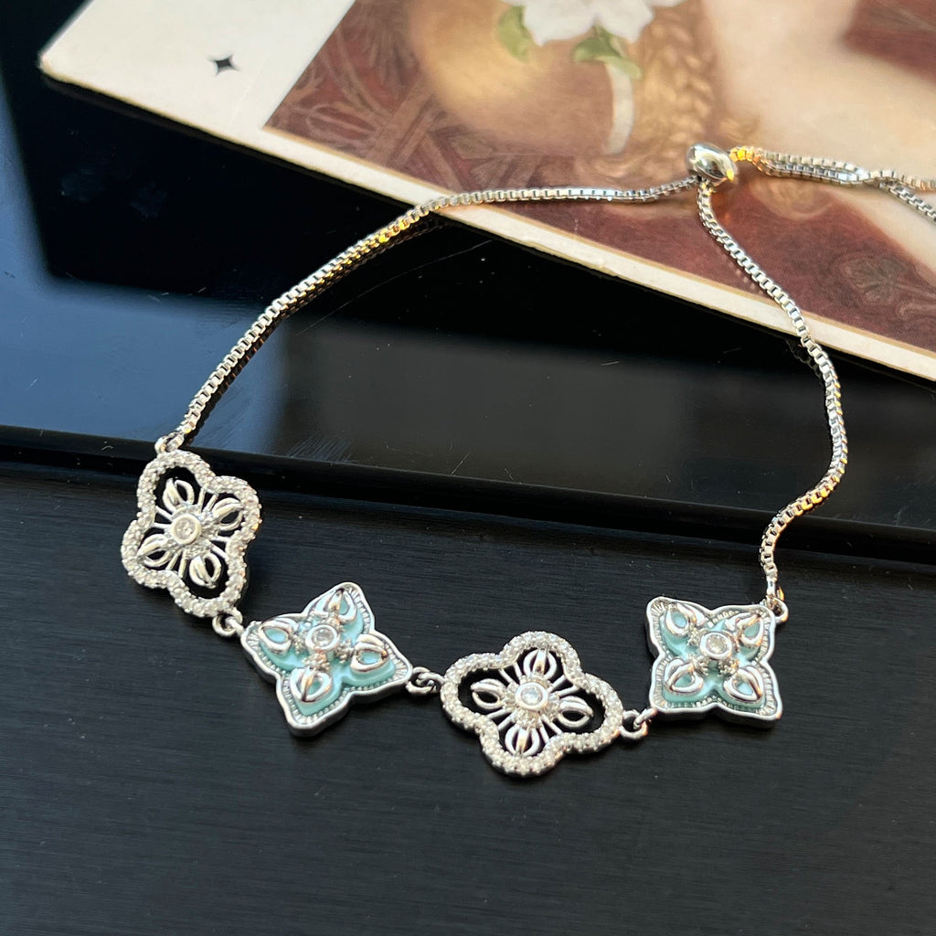 Baoxiang flower color shell inlaid with zircon series bracelet hollow design versatile