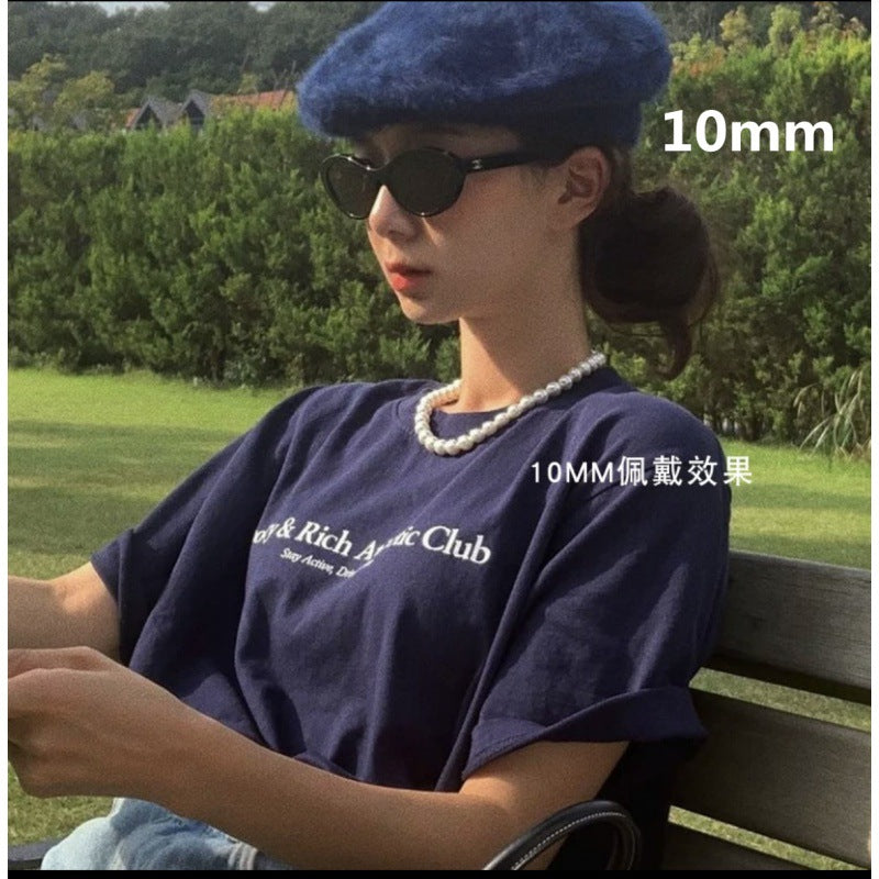 Timeless Solitaire · Upgraded Titanium Steel Clasp Pearl Necklace