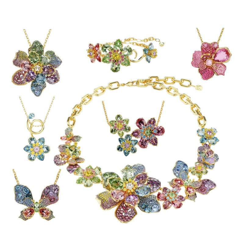 Floral Crystal Jewelry Collection – Light Luxury Accessories for Women