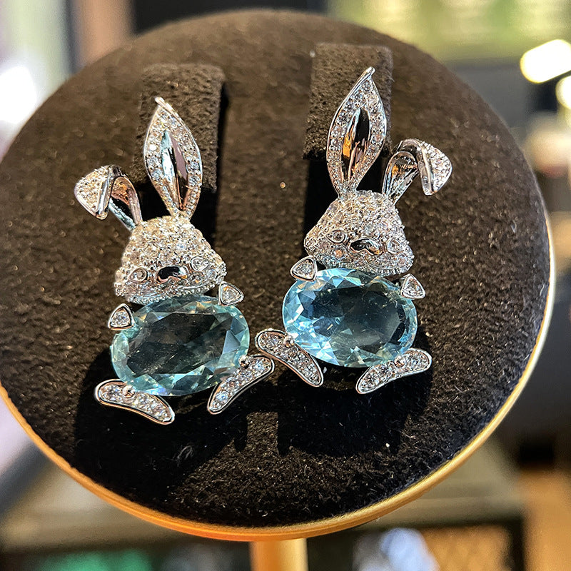 Bunny Cubic Zirconia Studs – 925 Silver, 3 Colors (Yellow, Blue, Pink)