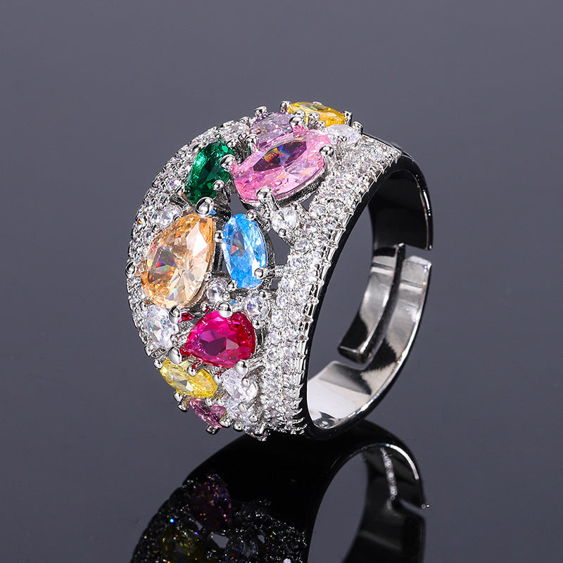 Rainbow Drop Gemstone Set – Cubic Zirconia Ring, Necklace & Earrings