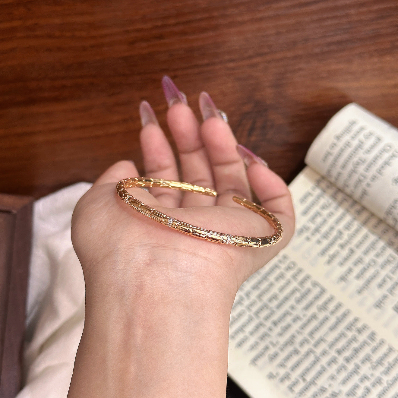 Luxury Brushed Pavé Bracelets – 58 Styles, Champagne Gold