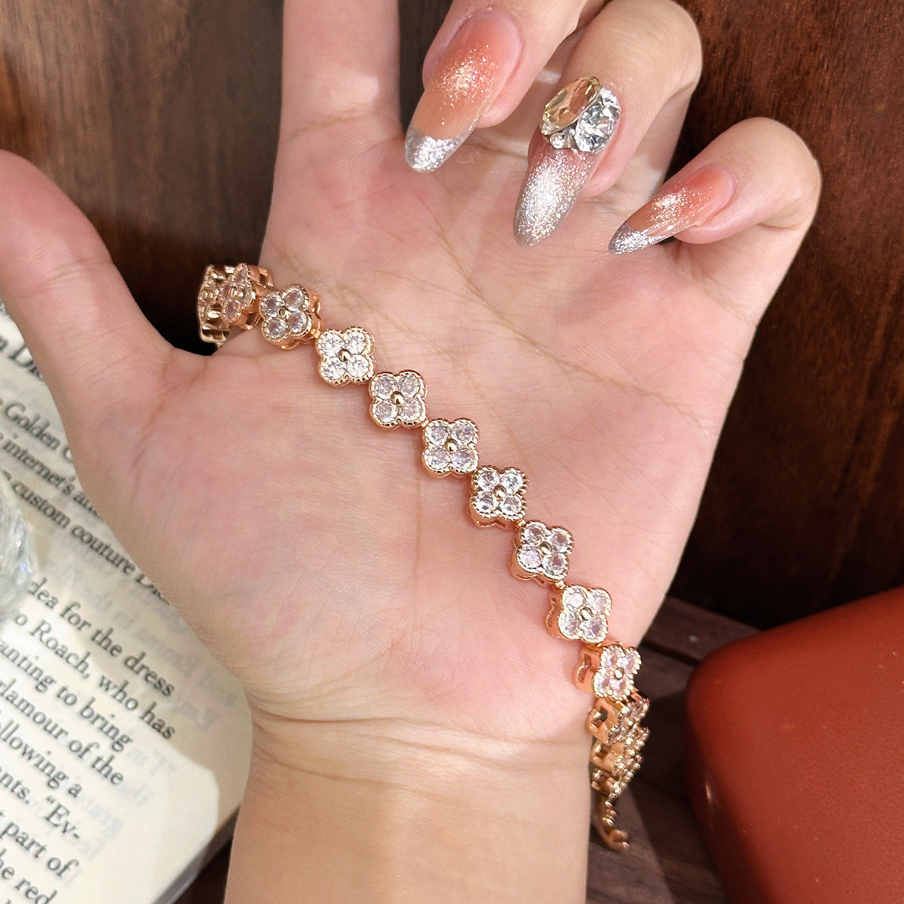 Luxury Brushed Pavé Bracelets – 58 Styles, Champagne Gold