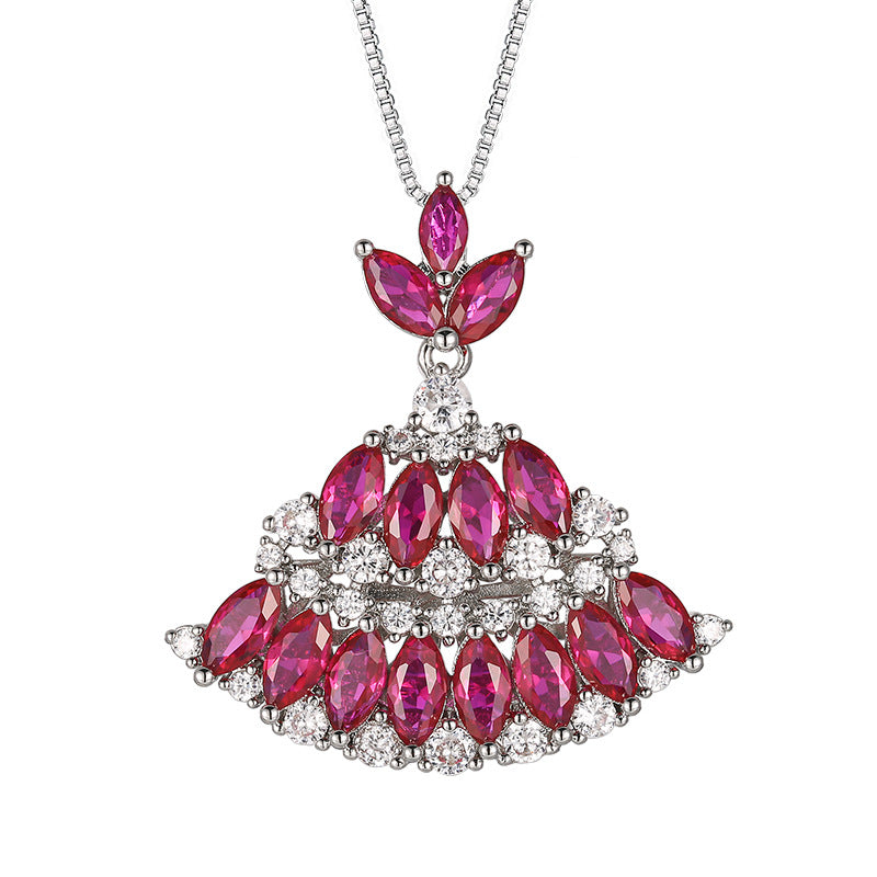 Bohemian Ruby Red Zirconia Set – Earrings, Necklace & Ring