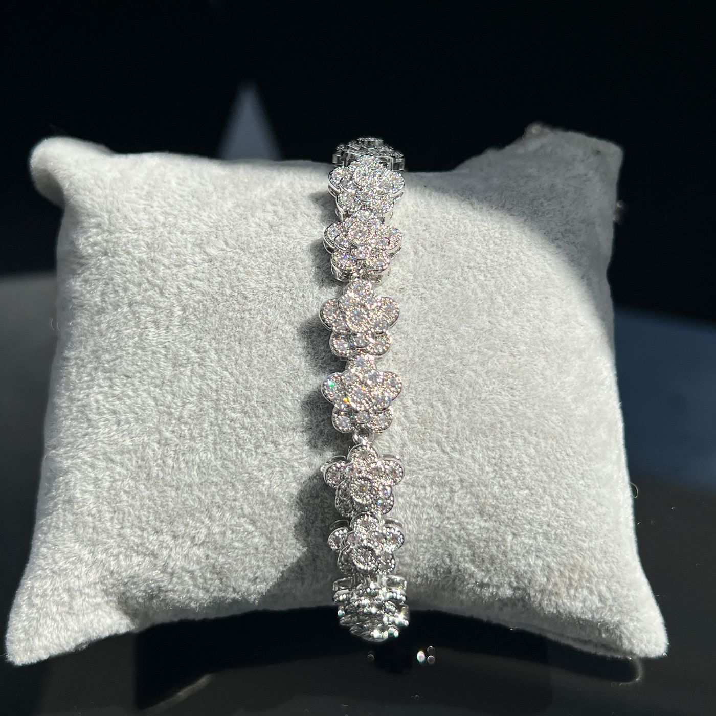 Spring Flower Crystal Bracelet – Silver, Pink or Gold Tone