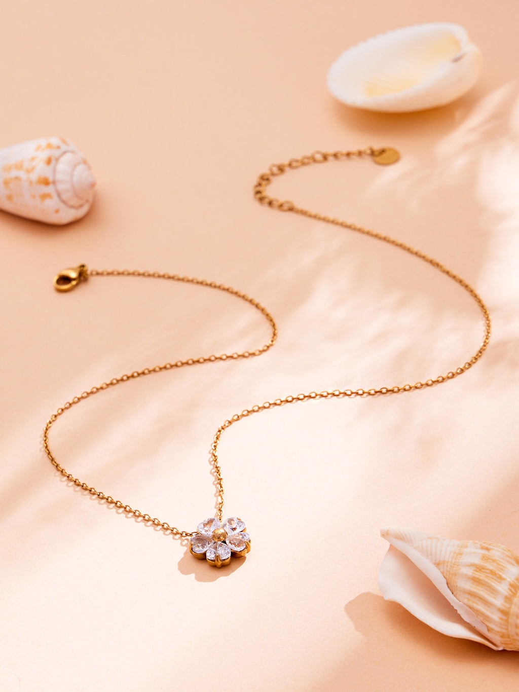 Light luxury temperament zircon flower full diamond necklace bracelet earrings stainless steel open ring women's exquisite jewelry set
