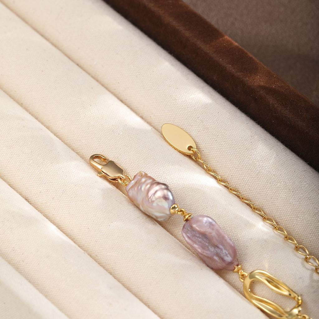 Unique Baroque Pearl Set – Irregular Pearl Necklace & Bracelet for Women