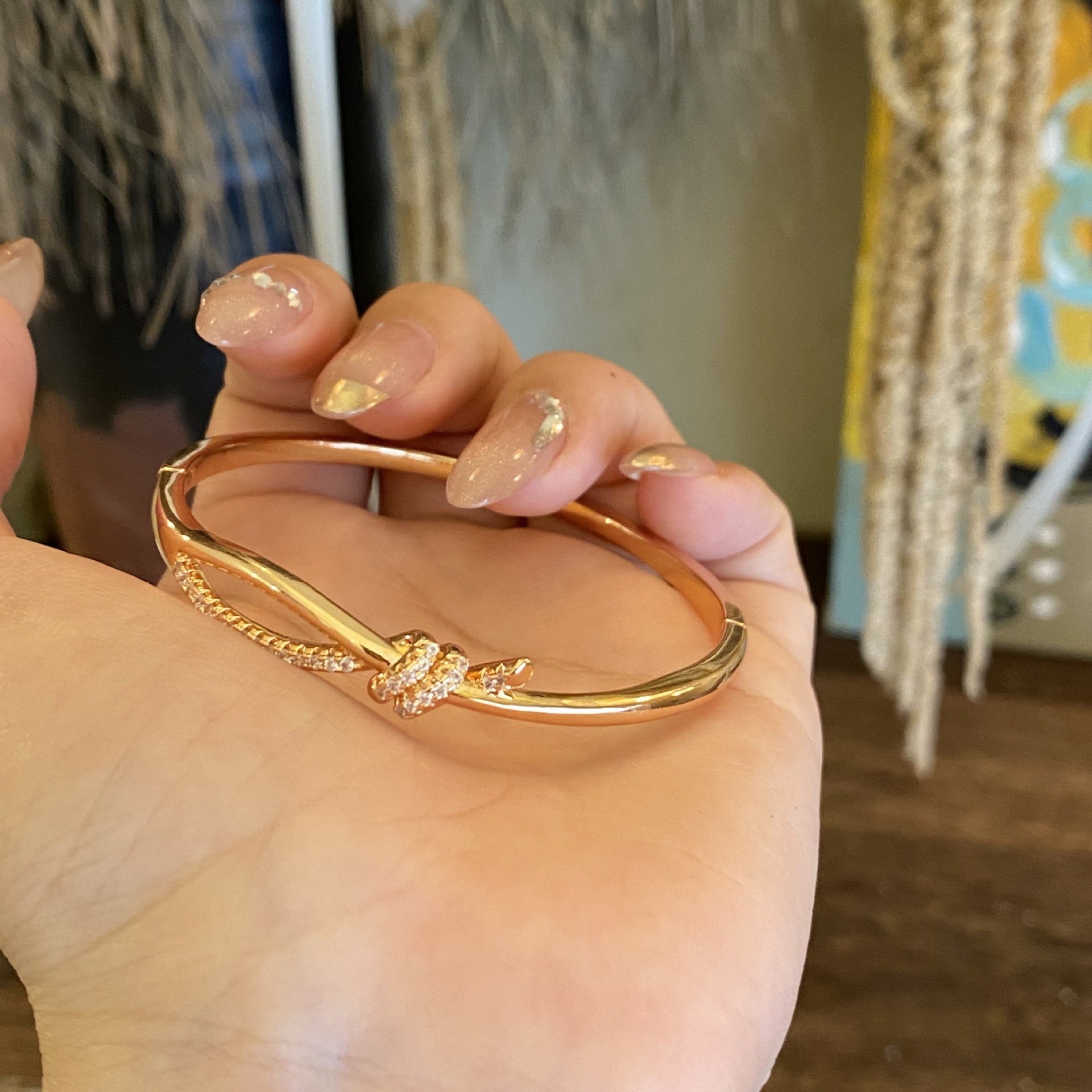 Luxury Brushed Pavé Bracelets – 58 Styles, Champagne Gold