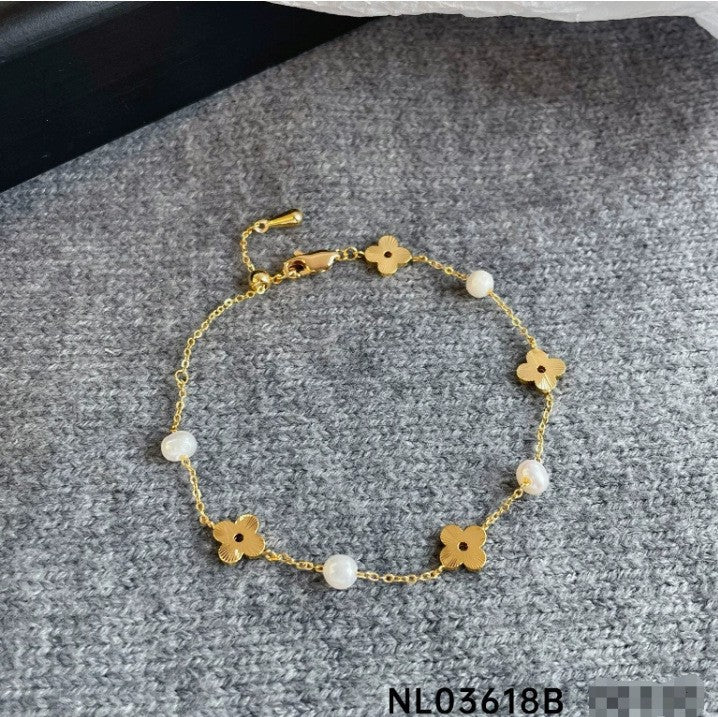 Mixed Material Pearl Bracelet – Freshwater Pearl, Natural Stone & 18K Gold