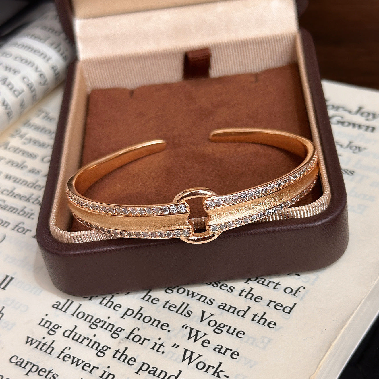 Luxury Brushed Pavé Bracelets – 58 Styles, Champagne Gold