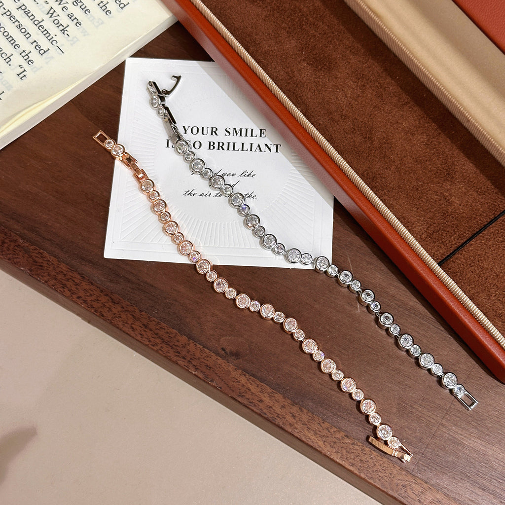 Bubble Full Pavé Bracelet – Champagne or White Gold
