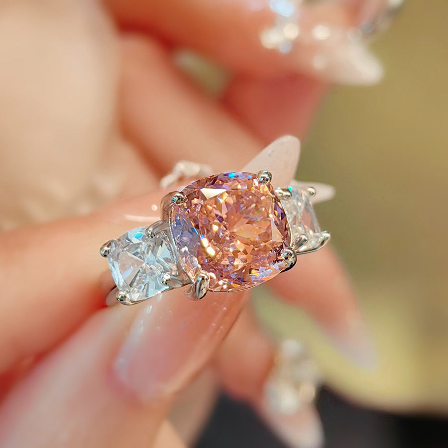 Pink & Purple Diamond Set – Pendant, Ring & Stud Earrings