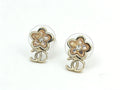 New early spring flower zircon stud earrings pink camellia small double cCC earrings 26CC simple stud earrings women