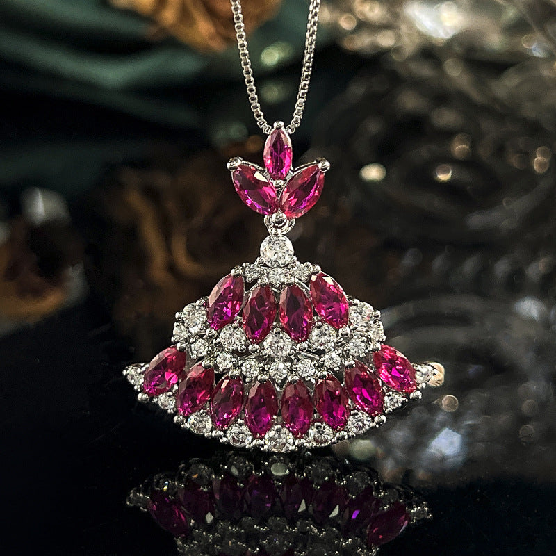 Bohemian Ruby Red Zirconia Set – Earrings, Necklace & Ring