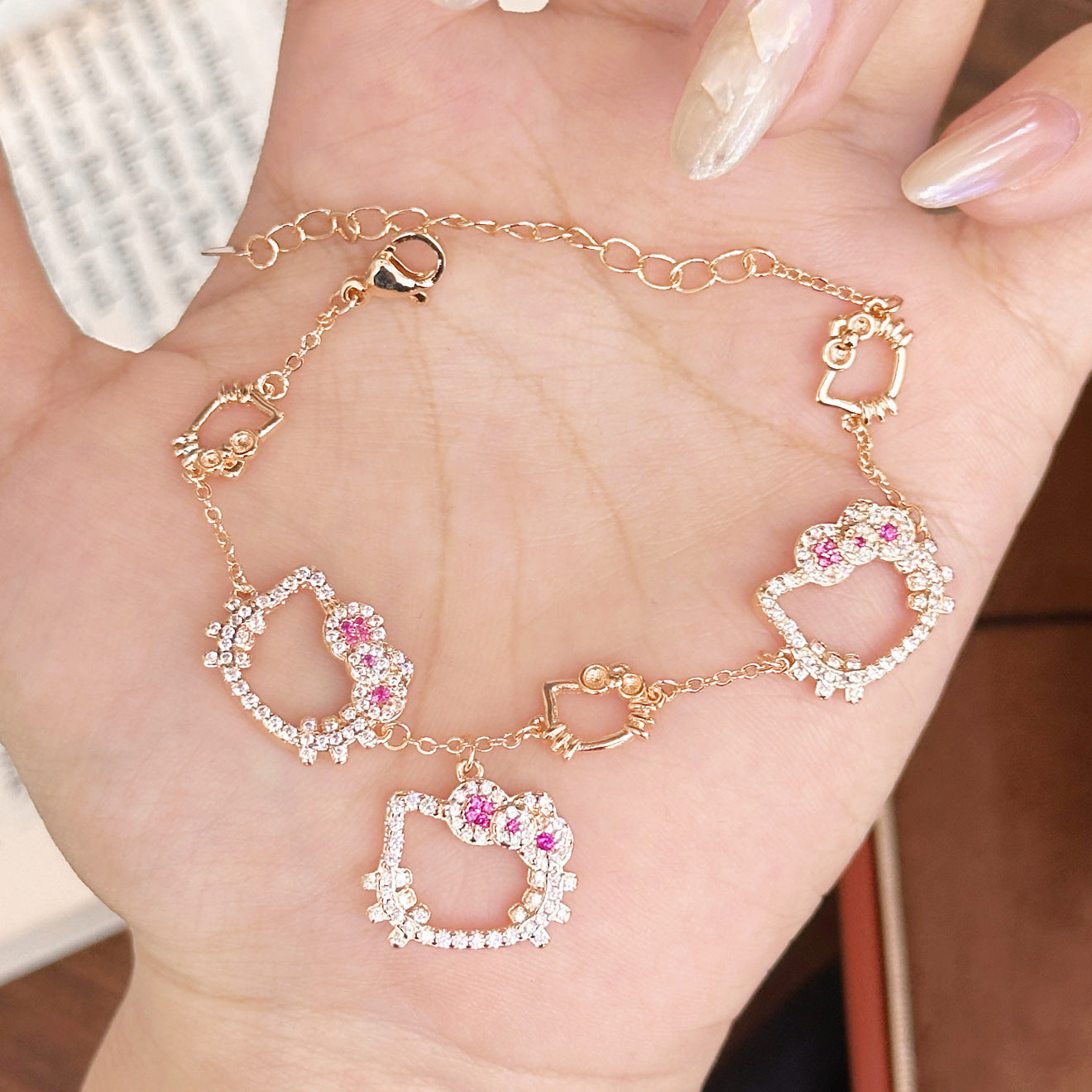 Kitty Cat Pavé Set – Sparkling Choker, Bracelet & Stud Earrings in Gold