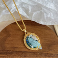 Natural Blue Crystal & Pearl Set – 18K Gold Plated Earrings & Necklace for Women