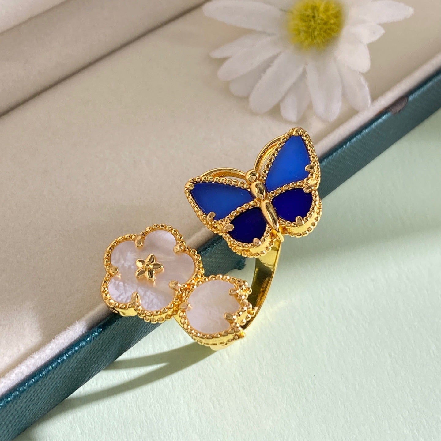 Butterfly & Floral Ensemble – Earrings, Bracelet, Ring, Brooch, Necklace