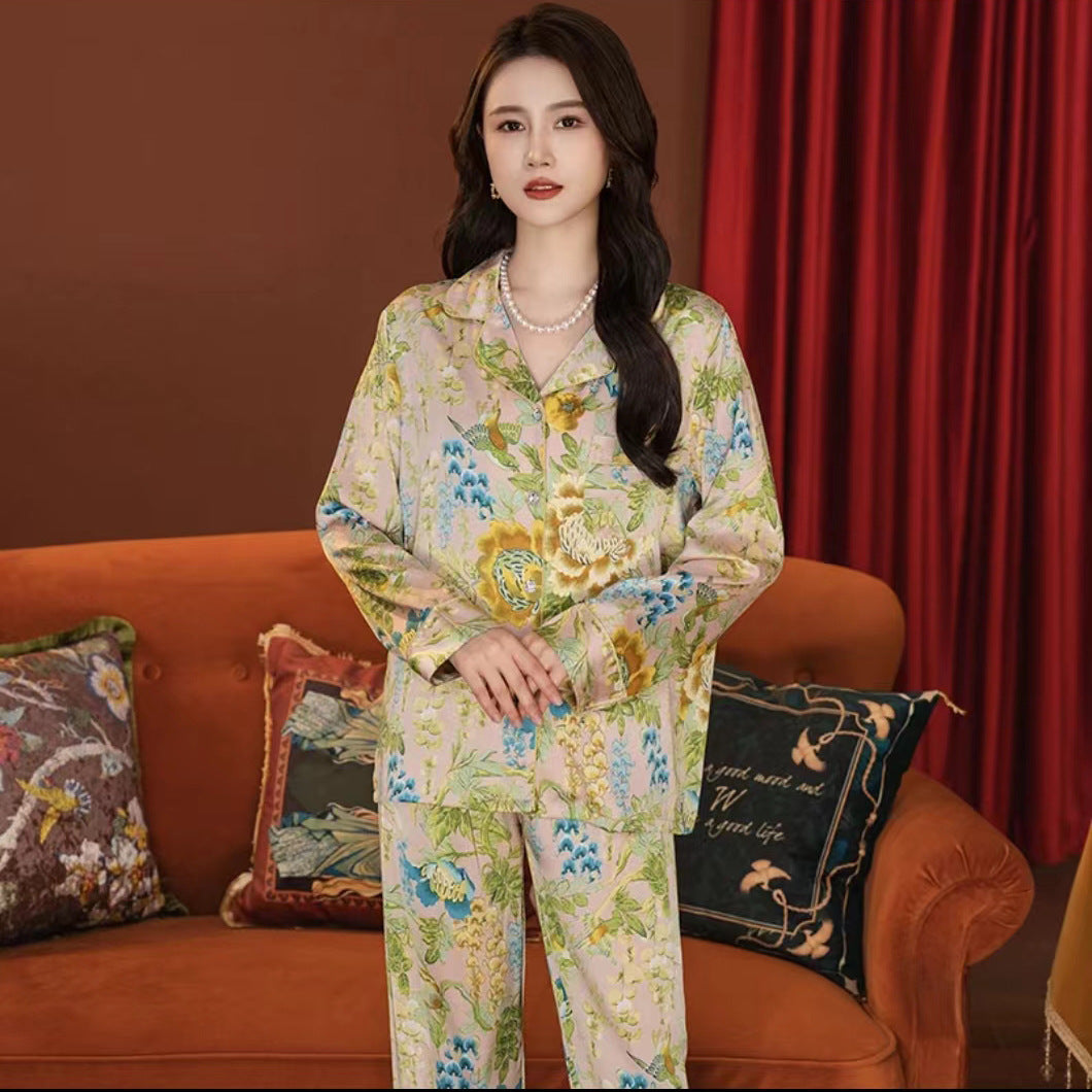 Silk-Feel Pajama Set – Short Sleeve, 3-Piece Shorts/Long Pants