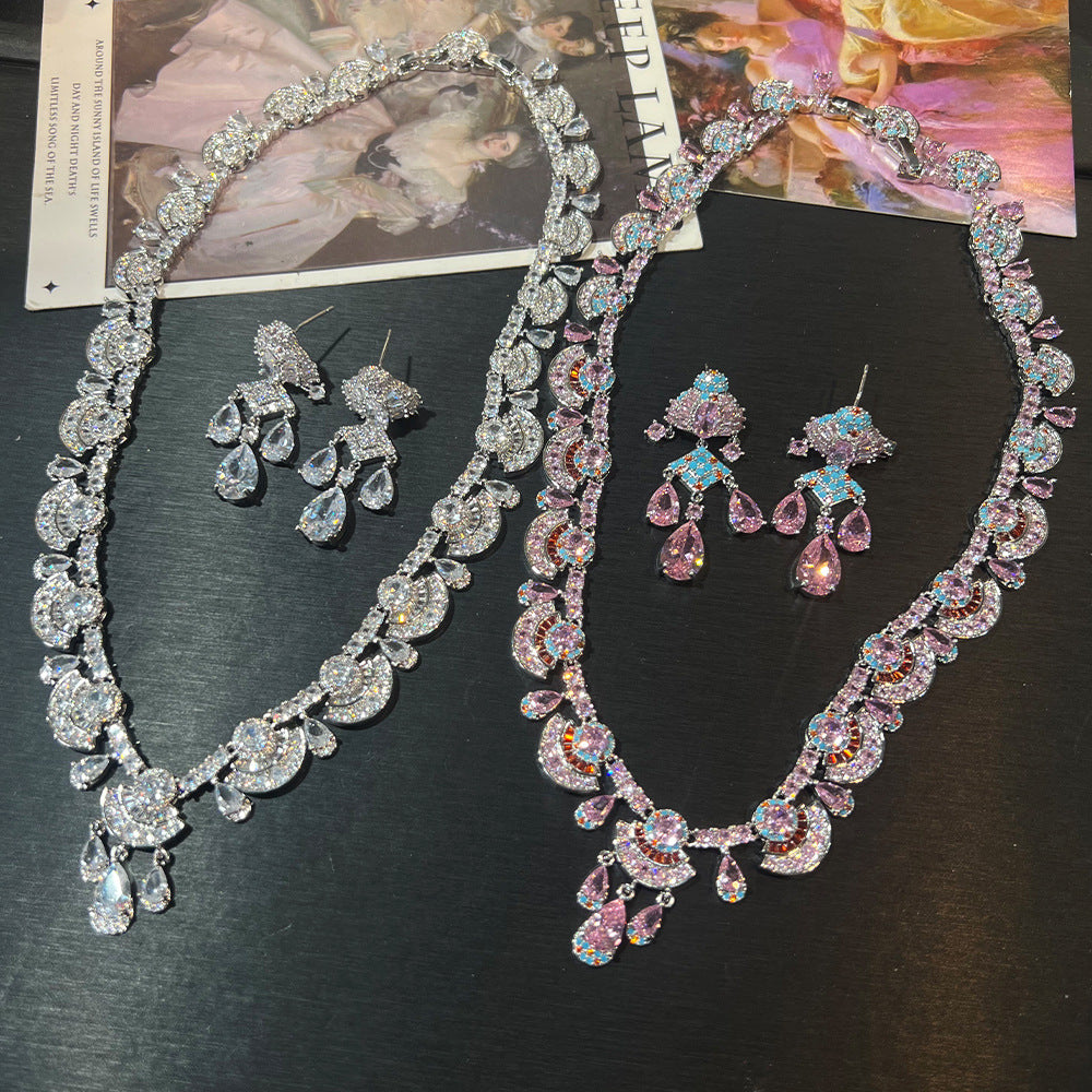 Vintage Court Set – Micro Pavé AAA Zirconia Necklace & Earrings
