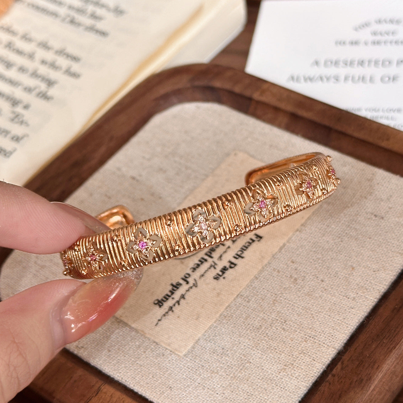 Luxury Brushed Pavé Bracelets – 58 Styles, Champagne Gold