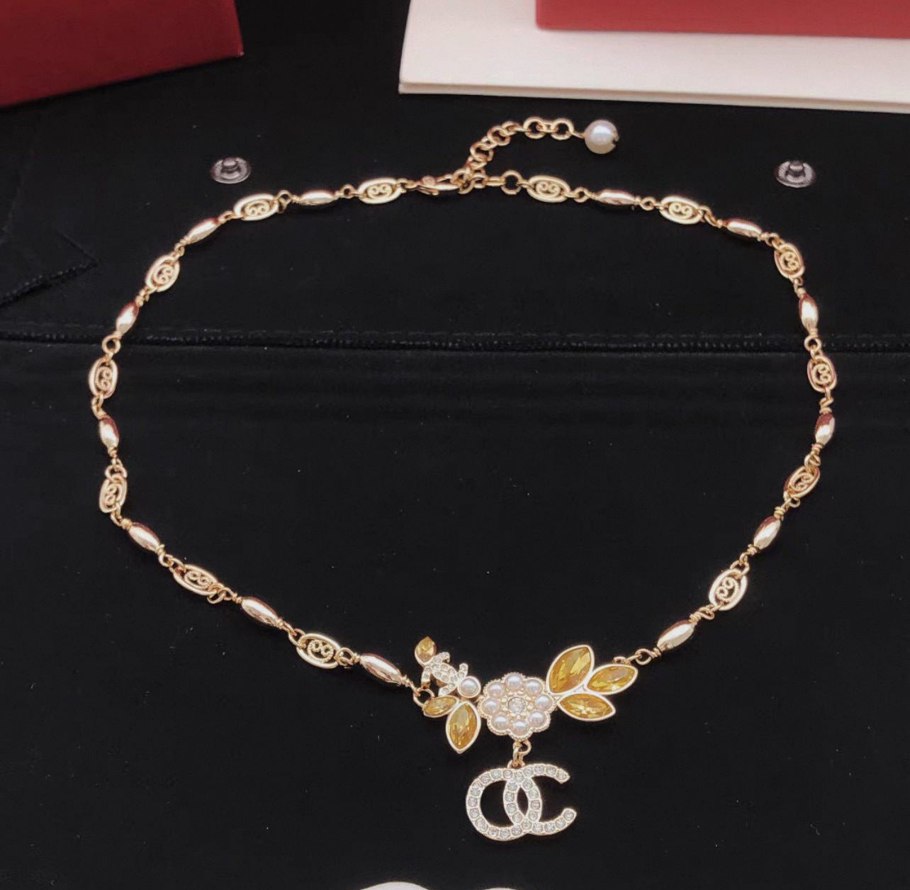 Bunny & Pearl Double‑C Jewelry – Necklace, Earrings, Bracelet