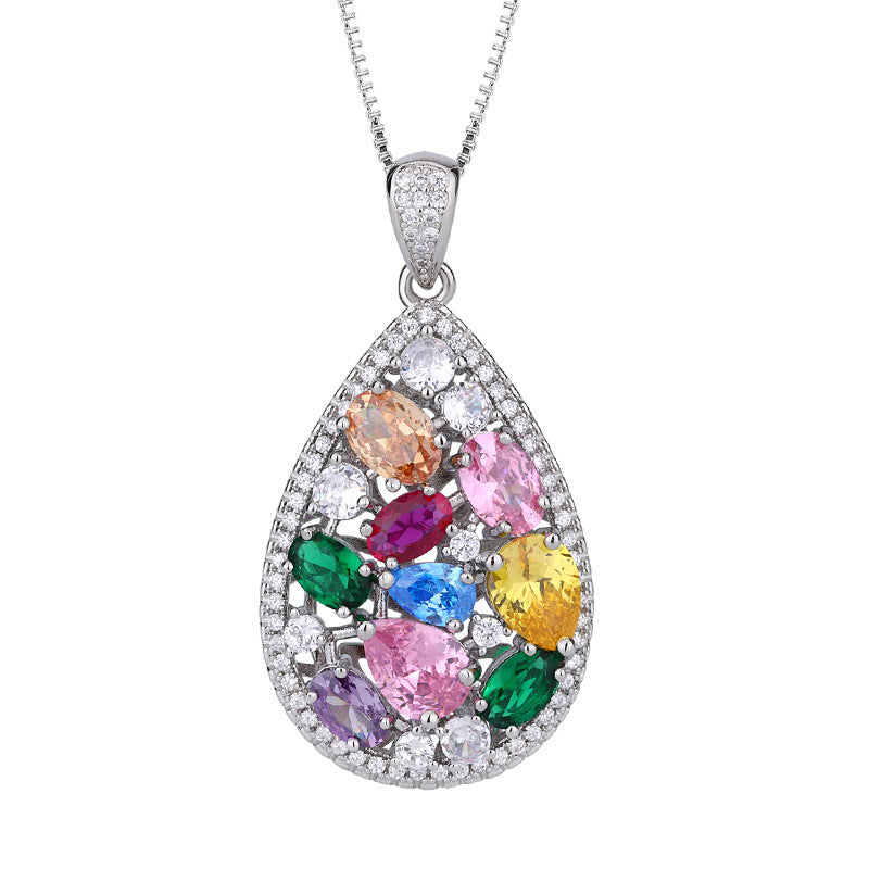Rainbow Drop Gemstone Set – Cubic Zirconia Ring, Necklace & Earrings