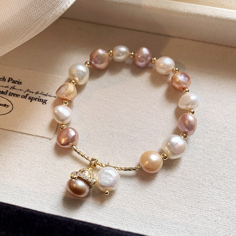 Maneki‑neko Baroque Pearl Bracelet – Lucky Cat & Freshwater Pearl