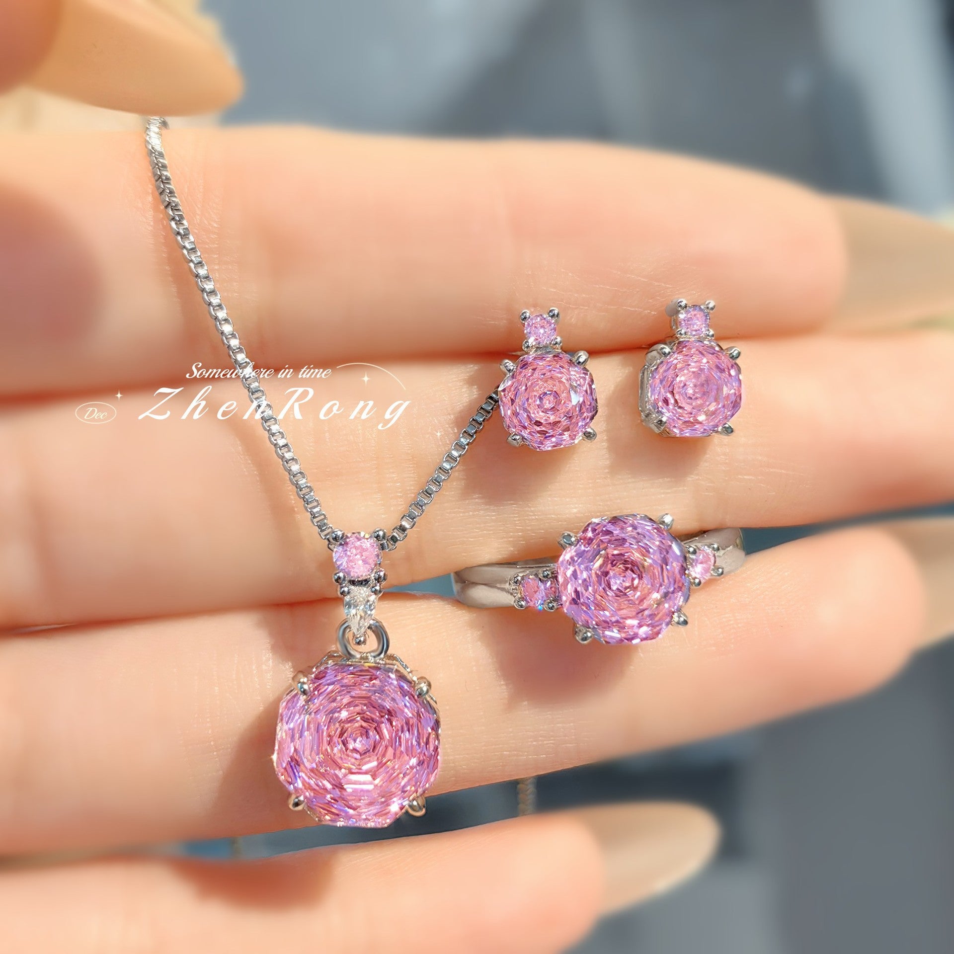 Octagon Rose Cut Zirconia Set – 4 Colors, 3 Styles Each