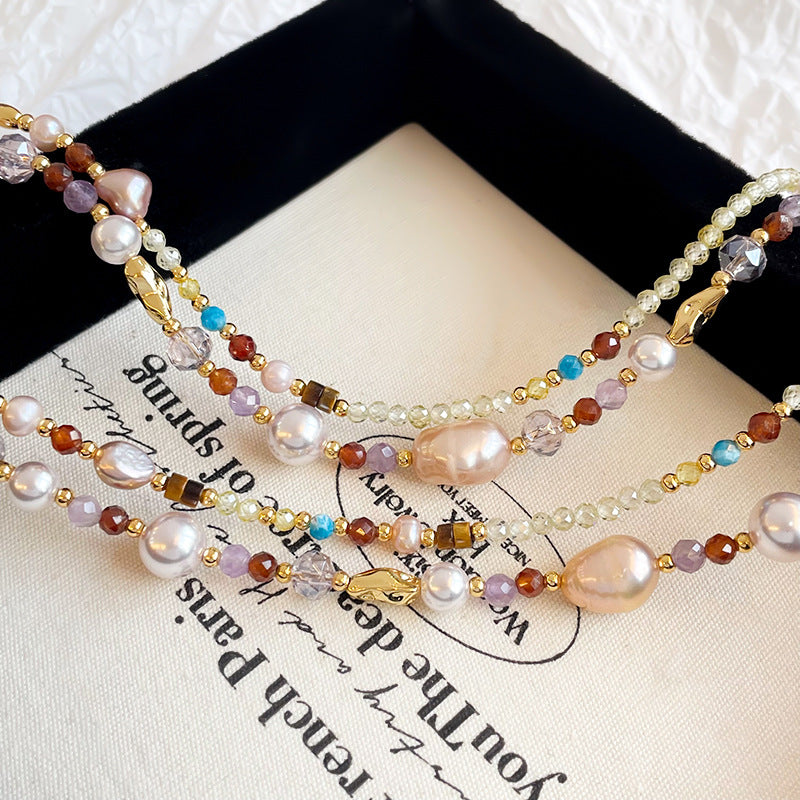 Romantic Vintage Rose Jewelry Set – Pearl Necklace & Earrings for Elegant Women
