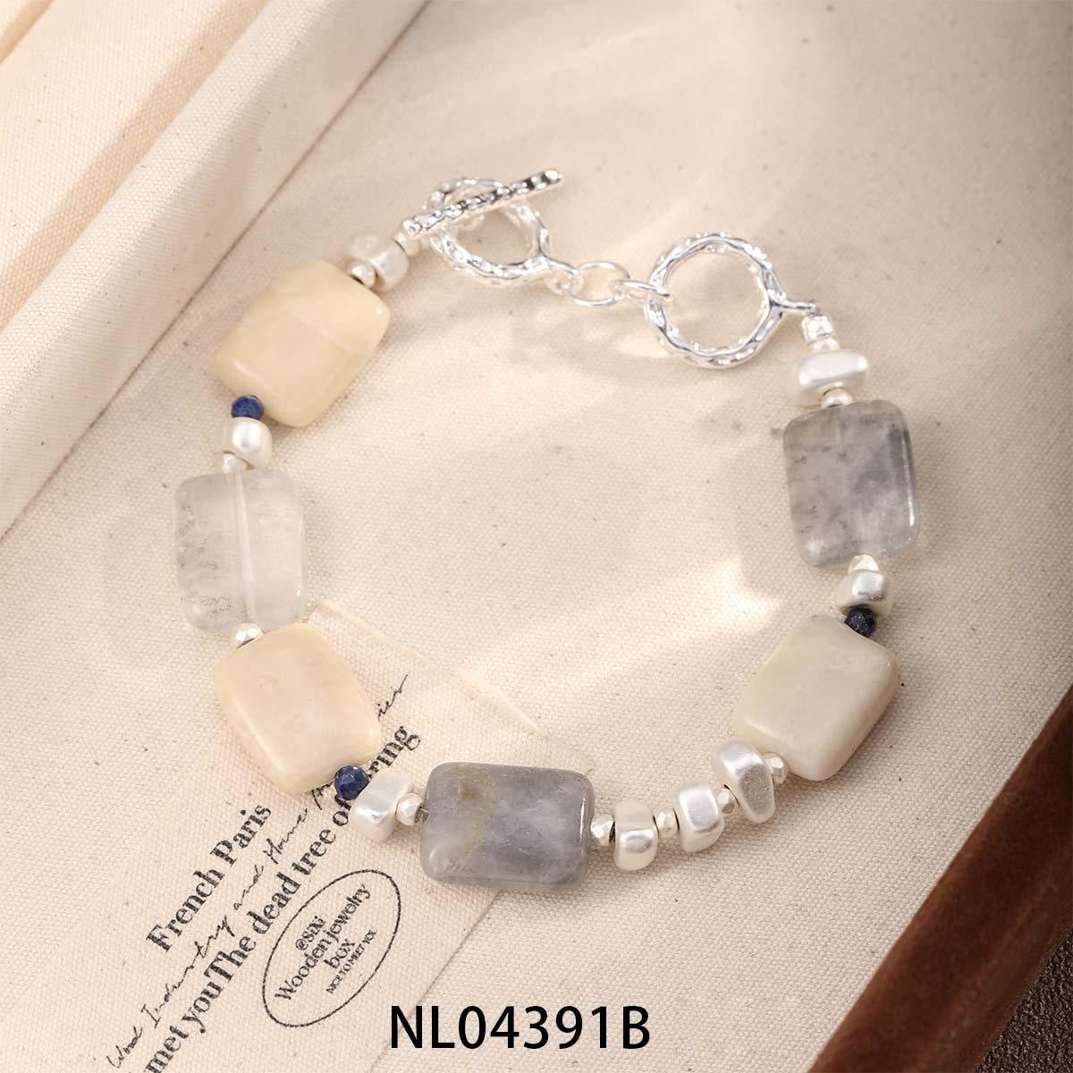 Mixed Material Pearl Bracelet – Freshwater Pearl, Natural Stone & 18K Gold