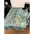 Elegant Chinese-Style Ice-Silk Pajamas – Adjustable Camisole & Wide-Leg Pants