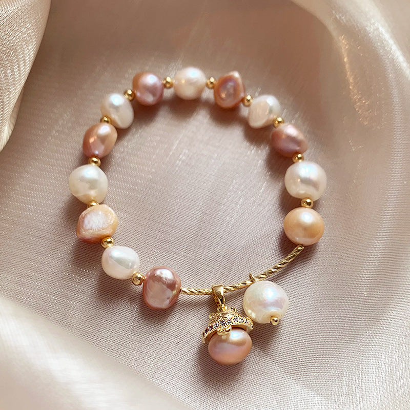 Maneki‑neko Baroque Pearl Bracelet – Lucky Cat & Freshwater Pearl