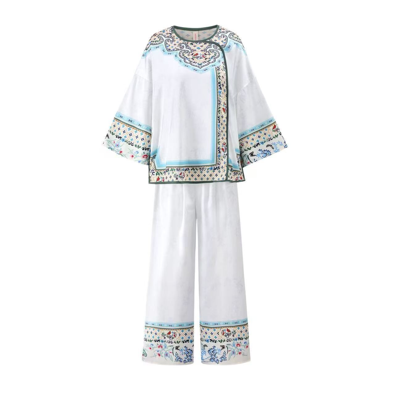 Imperial Court Style Pajama Set – Mandarin Button Detail, Plus Size XL-3XL
