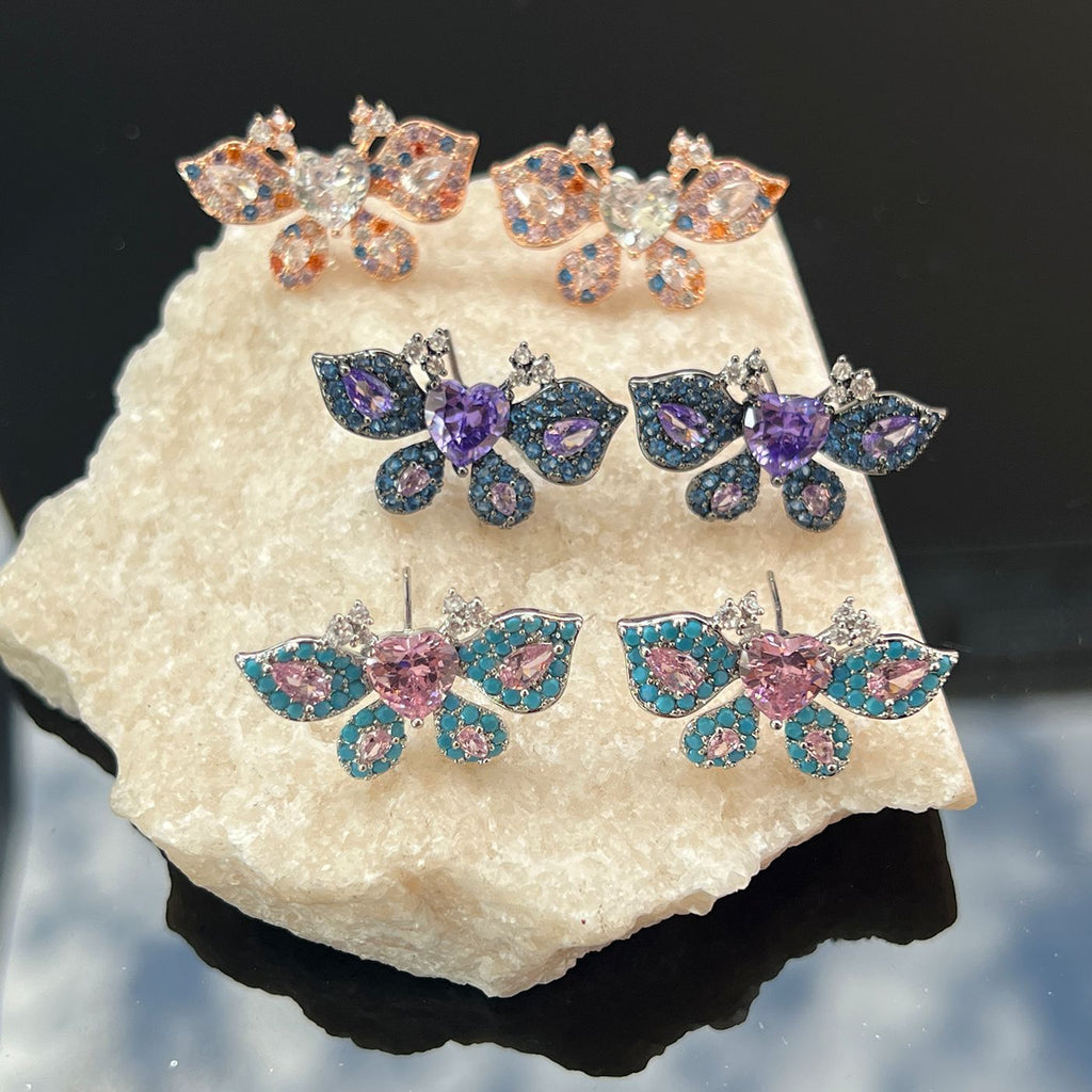 French Gradient Enamel Earrings – Lavender, 925 Silver