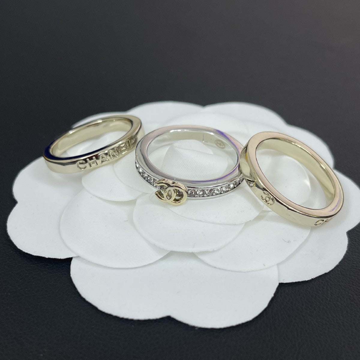 Interlocking C Ring & Bangle Set – Pavé Zirconia Band