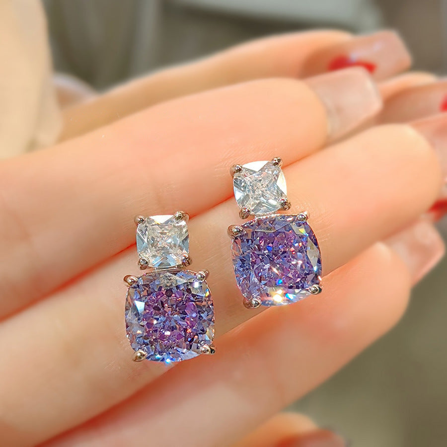 Pink & Purple Diamond Set – Pendant, Ring & Stud Earrings