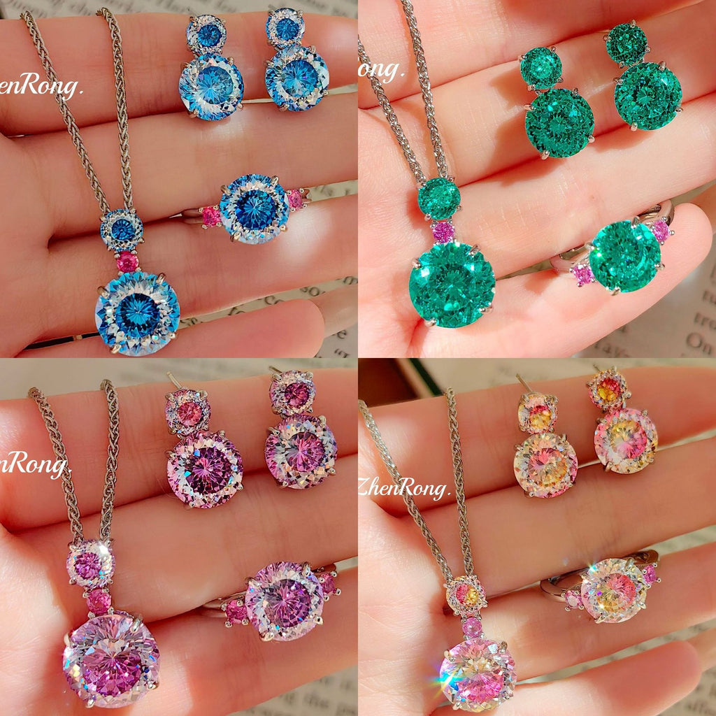 Fireworks Cut Gemstone Set – Tanzanite, Paraiba, Pink & Purple