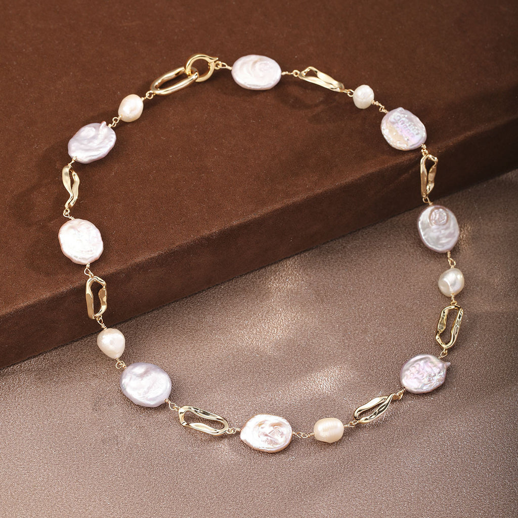 Unique Baroque Pearl Set – Irregular Pearl Necklace & Bracelet for Women