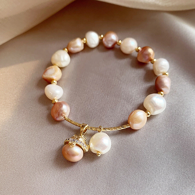 Maneki‑neko Baroque Pearl Bracelet – Lucky Cat & Freshwater Pearl