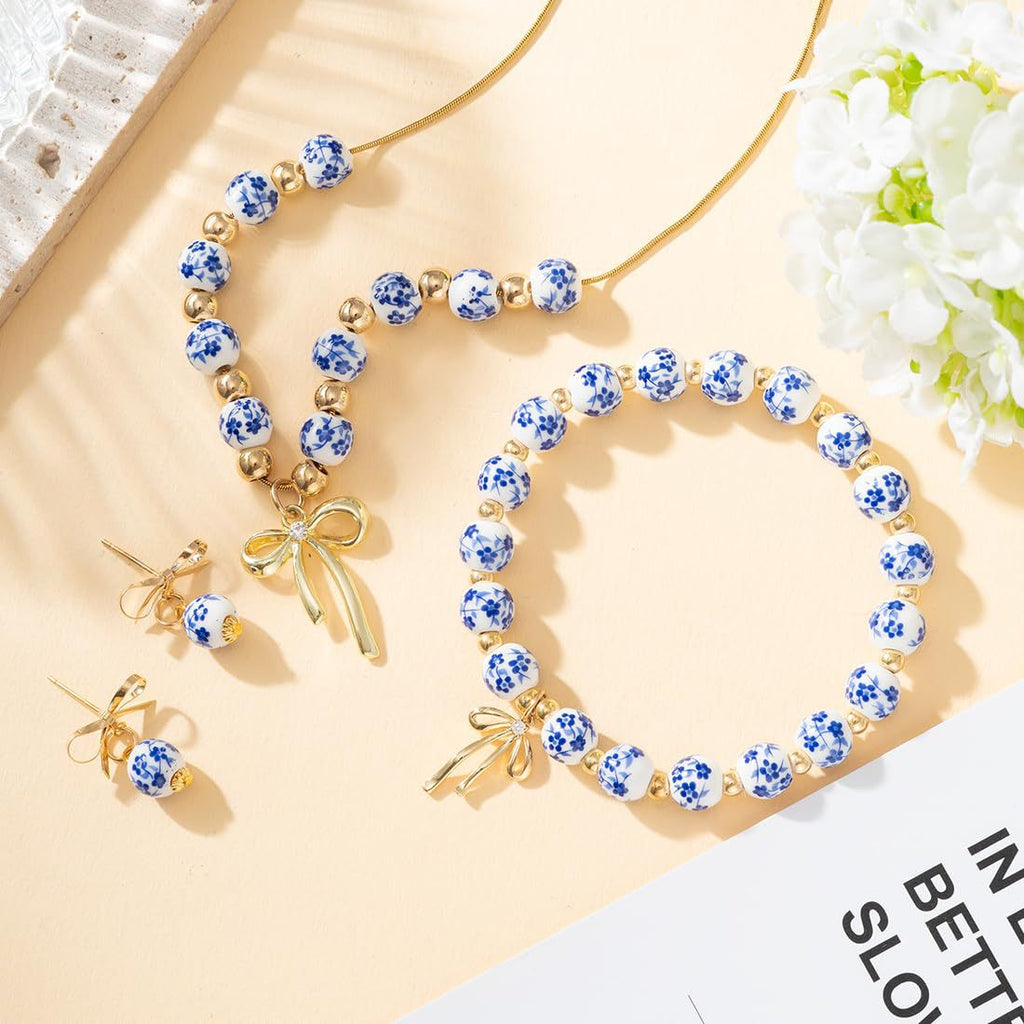 Porcelain Butterfly Bracelet & Keychain – Chinese Blue & White