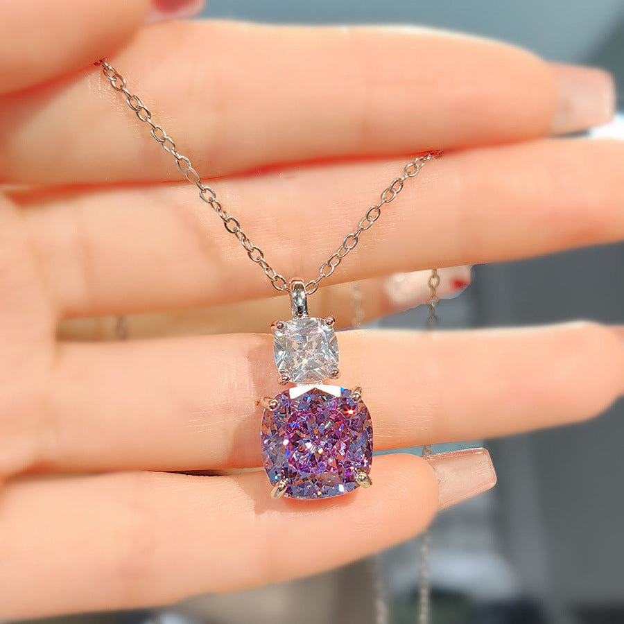 Pink & Purple Diamond Set – Pendant, Ring & Stud Earrings