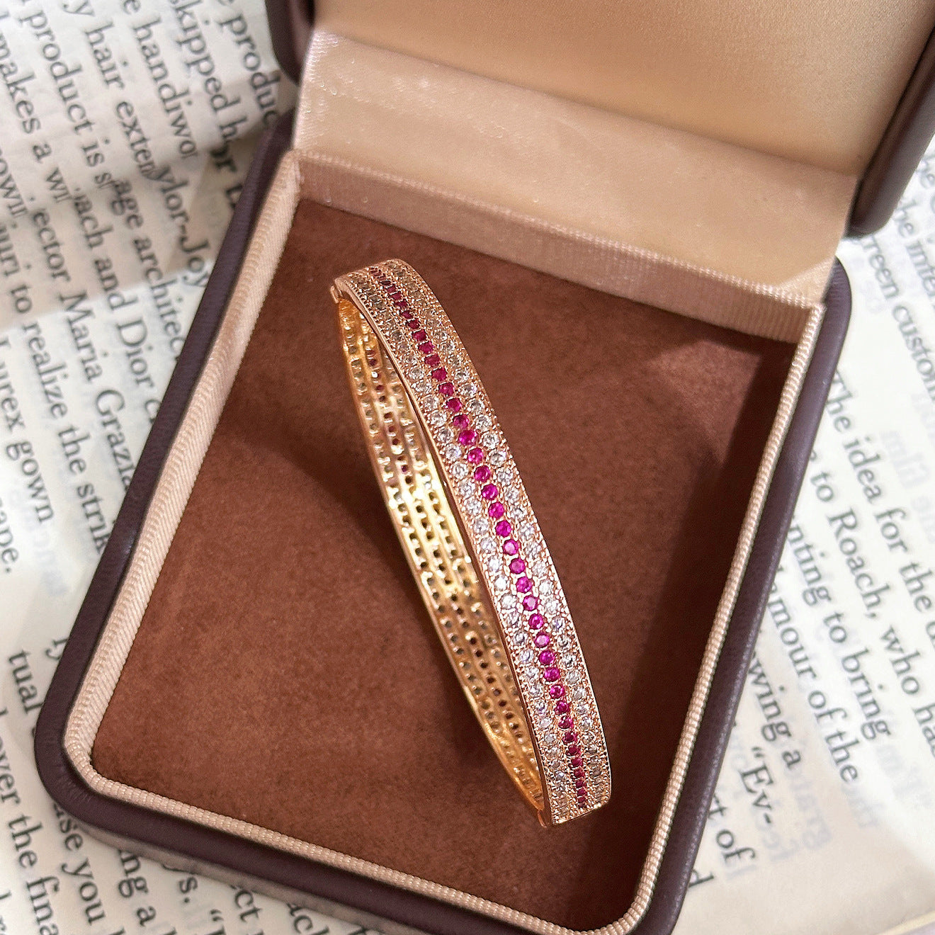 Luxury Brushed Pavé Bracelets – 58 Styles, Champagne Gold