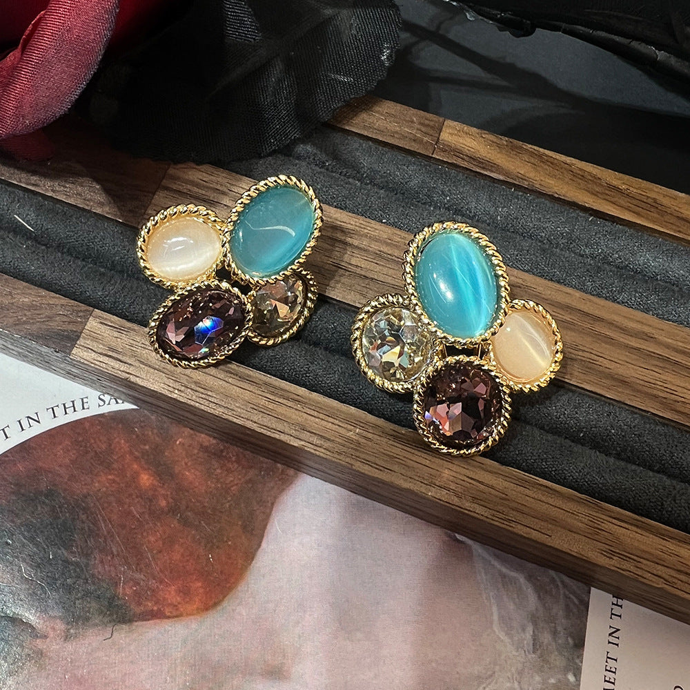 French Cat’s Eye Flower Earrings – 18k Gold Plated, 3 Designs