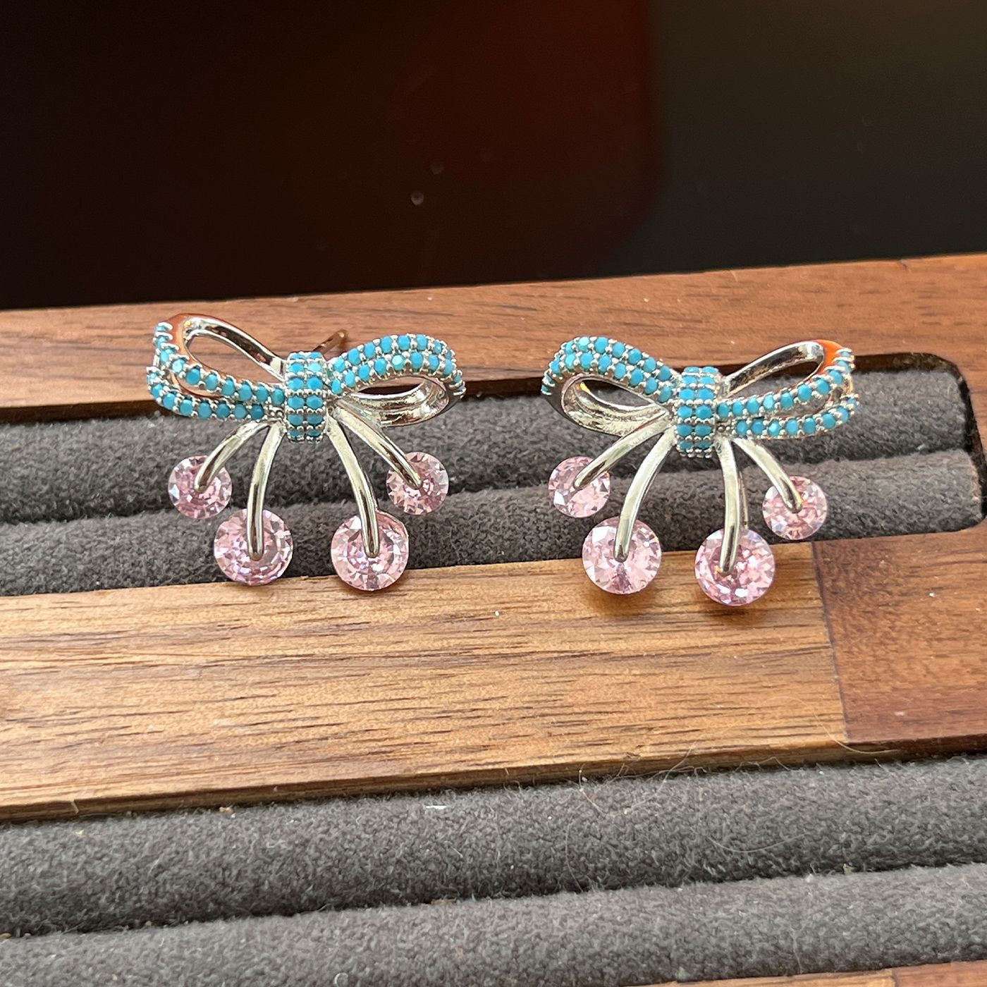 Geometric Pavé Earrings – Butterfly, Flower, Apple, Bow, Teardrop (925 Silver)