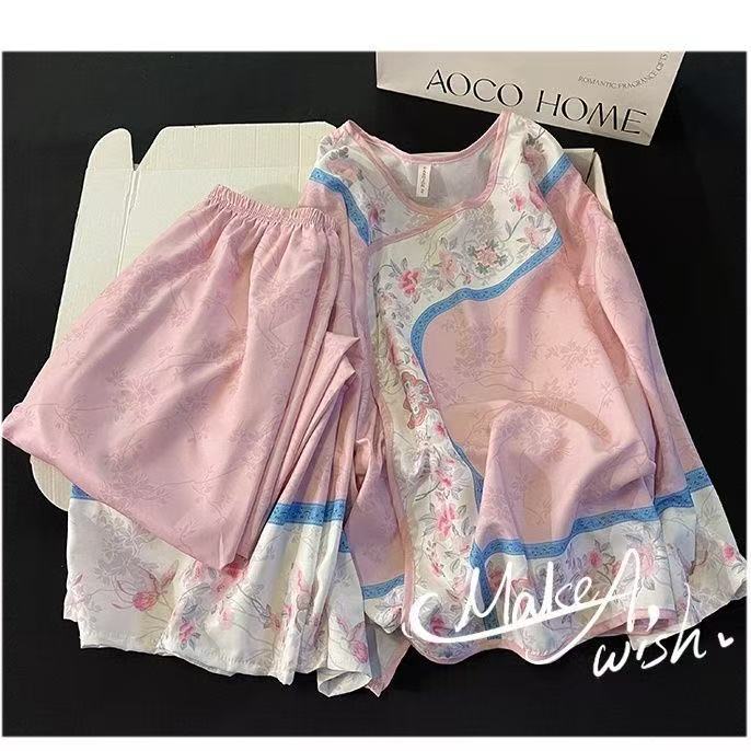 Korean-Chinese Palace Pajama Set – Vintage Court Style, M-XXL