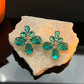 Color zirconium water drop stud earrings niche design sense